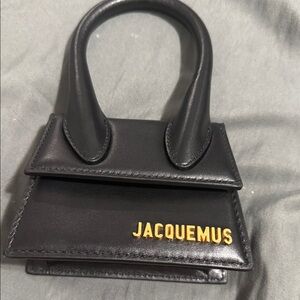 Jacquemus Black Handbag with Gold Logo